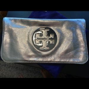 Tory Burch Clutch, Silver, New with Tags